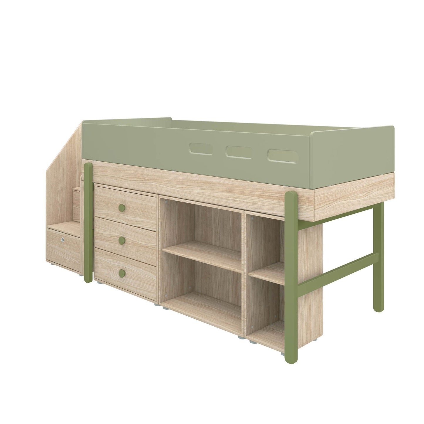FLEXA lit enfant mi-hauteur, escalier et rangement