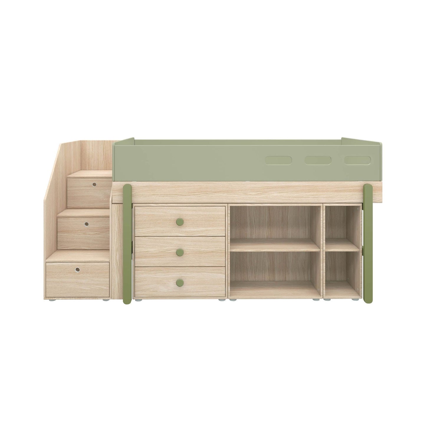 FLEXA lit enfant mi-hauteur, escalier et rangement