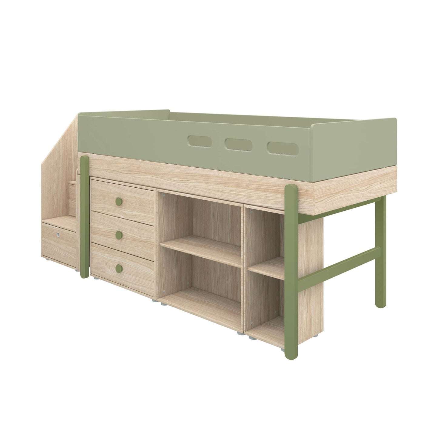 FLEXA lit enfant mi-hauteur, escalier et rangement