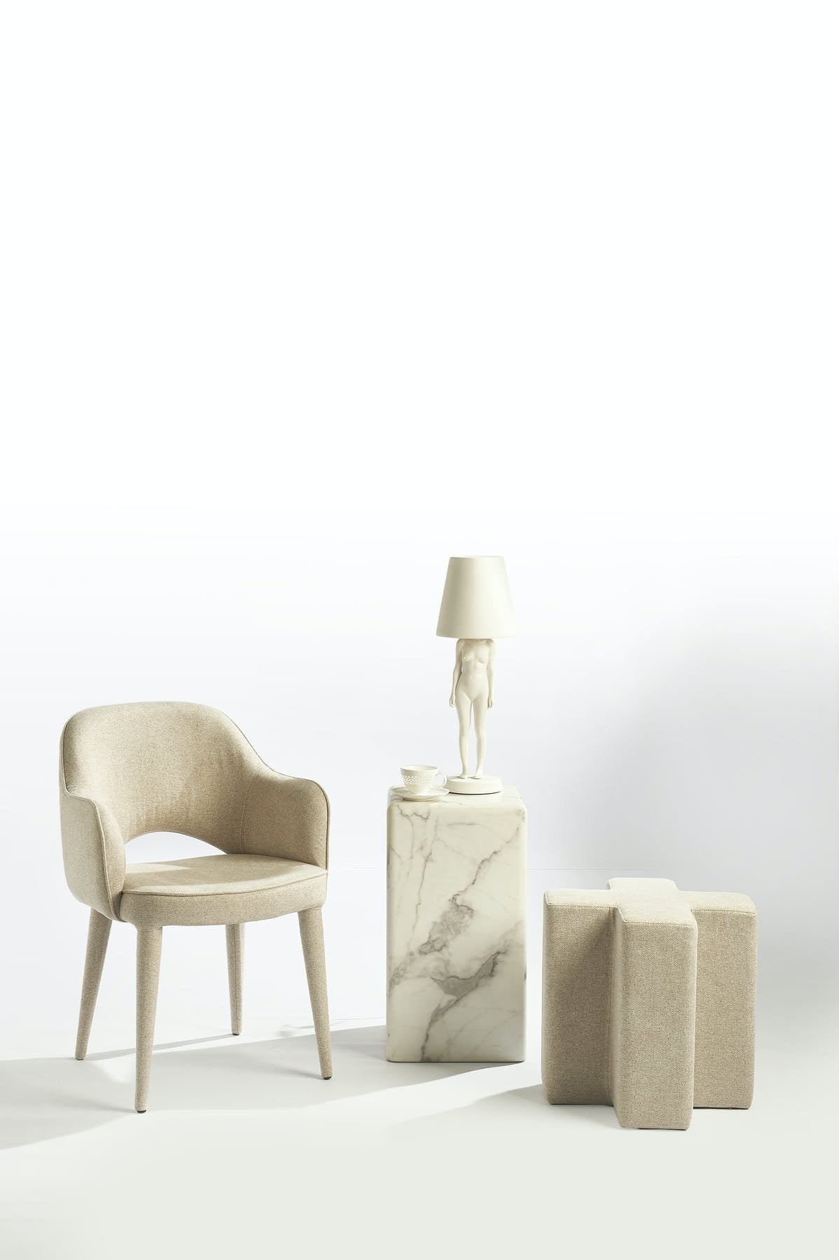 Fauteuil de table rembourré en tissu, Cosy