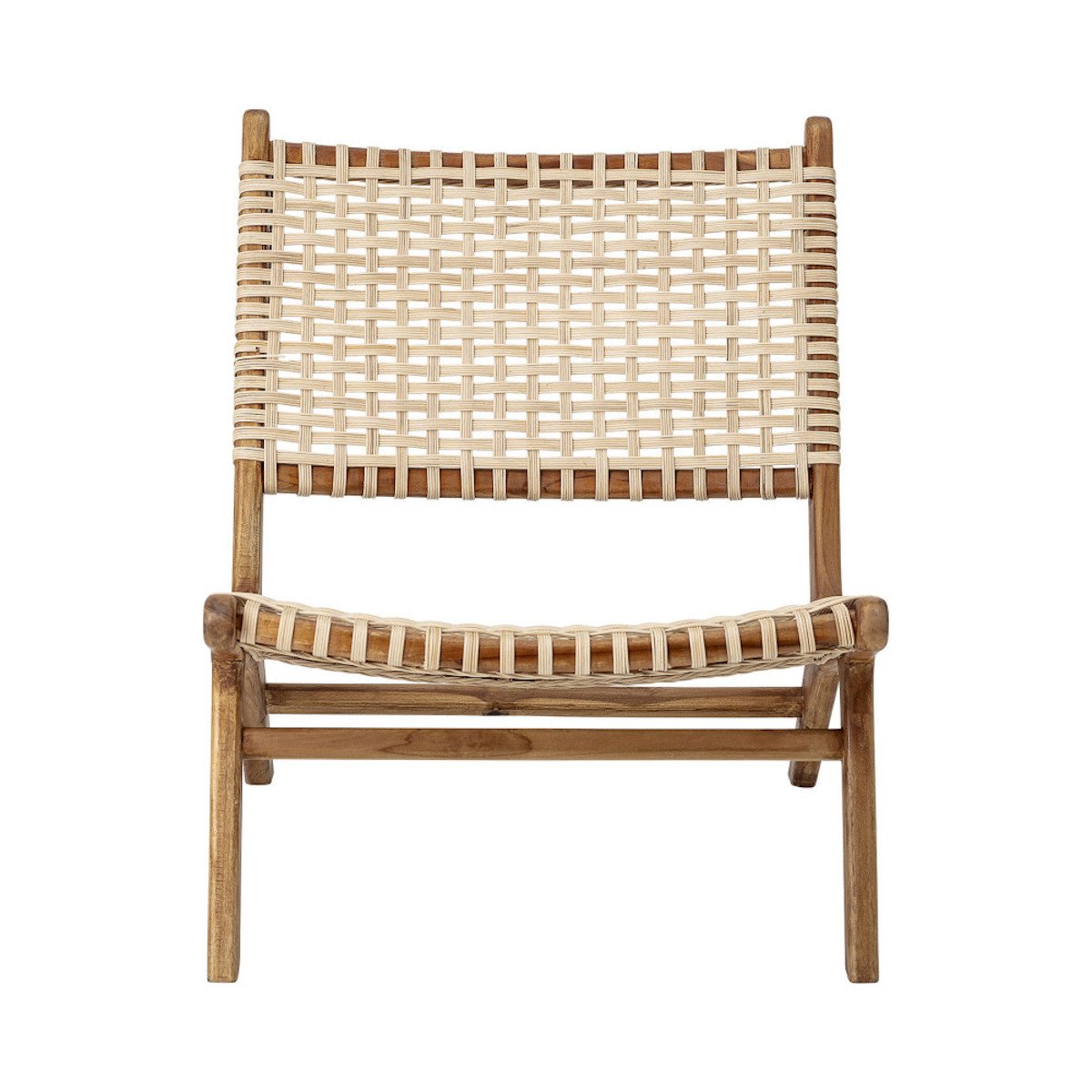 Fauteuil lounge en teck et rotin naturel, Keila