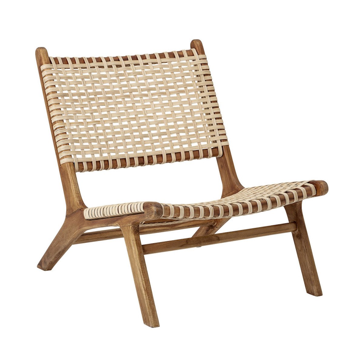 Fauteuil lounge en teck et rotin naturel, Keila