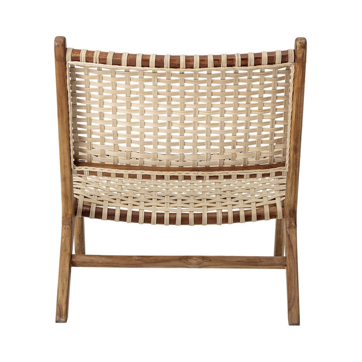 Fauteuil lounge en teck et rotin naturel, Keila
