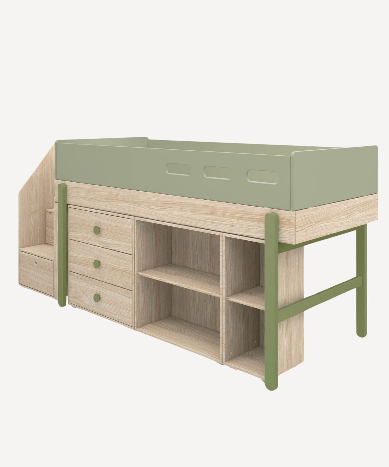 FLEXA lit enfant mi-hauteur, escalier et rangement