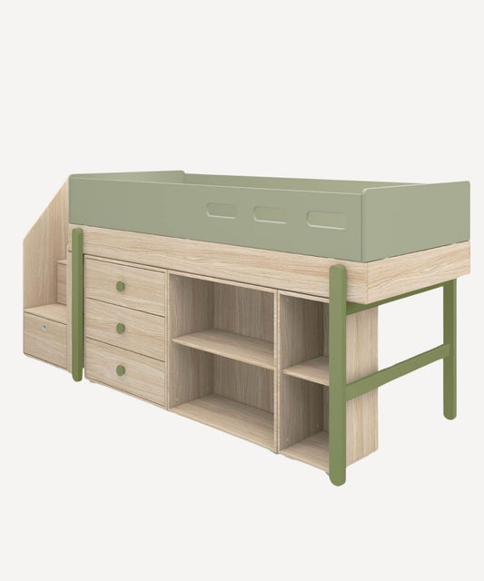 FLEXA lit enfant mi-hauteur, escalier et rangement