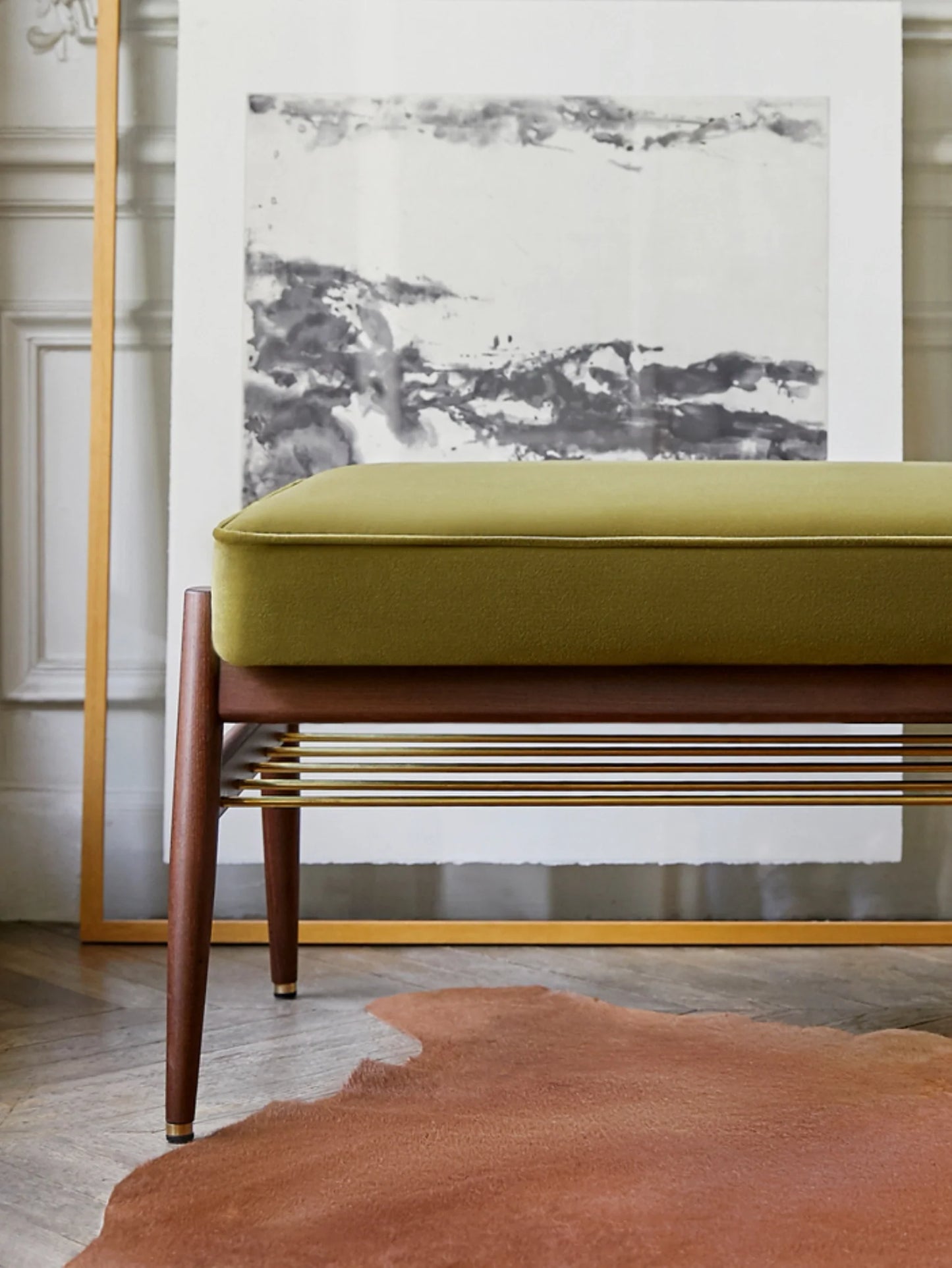 Fox Bench 90 in Boucle Mustard