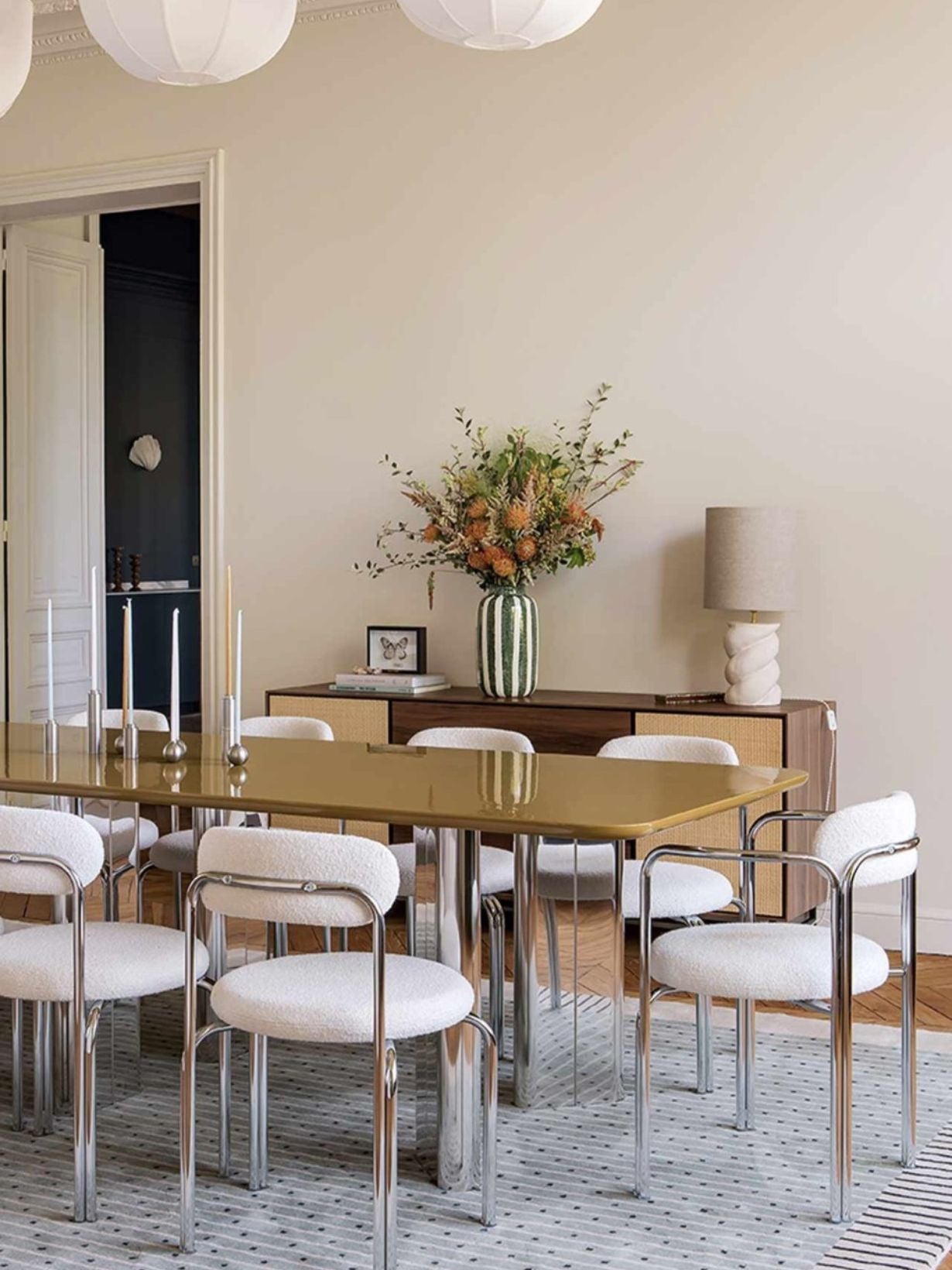 Chrome-plated steel table chair, Violette