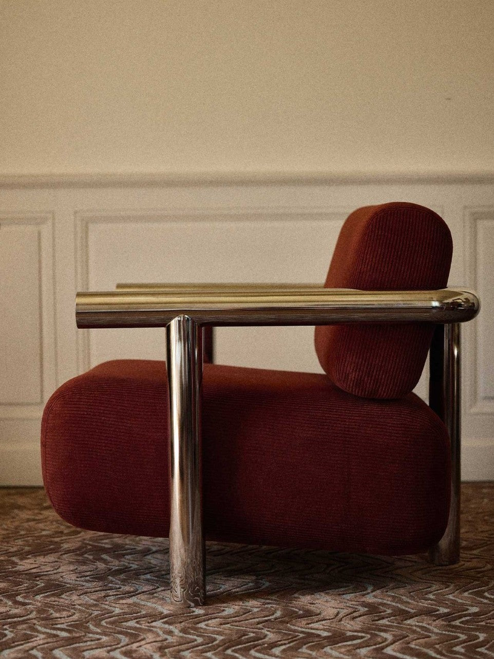 Fauteuil en inox poli, Claude 70