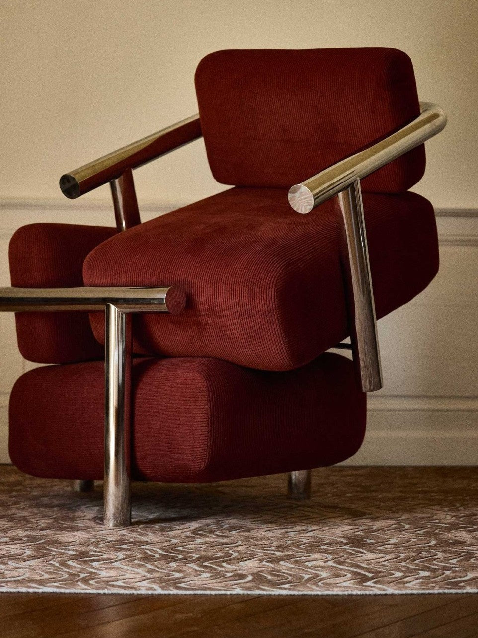 Fauteuil en inox poli, Claude 70
