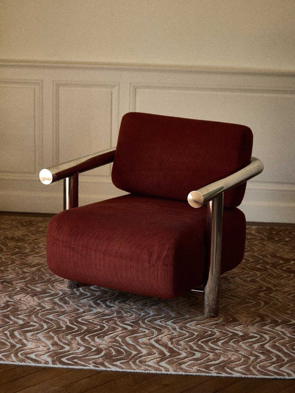 Fauteuil en inox poli, Claude 70