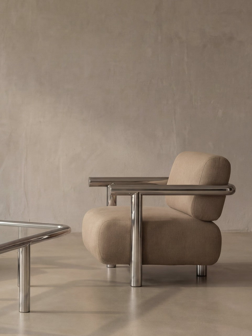 Fauteuil en inox poli, Claude 70