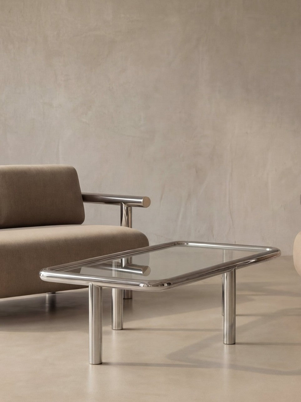 Table basse en inox poli, Margaux