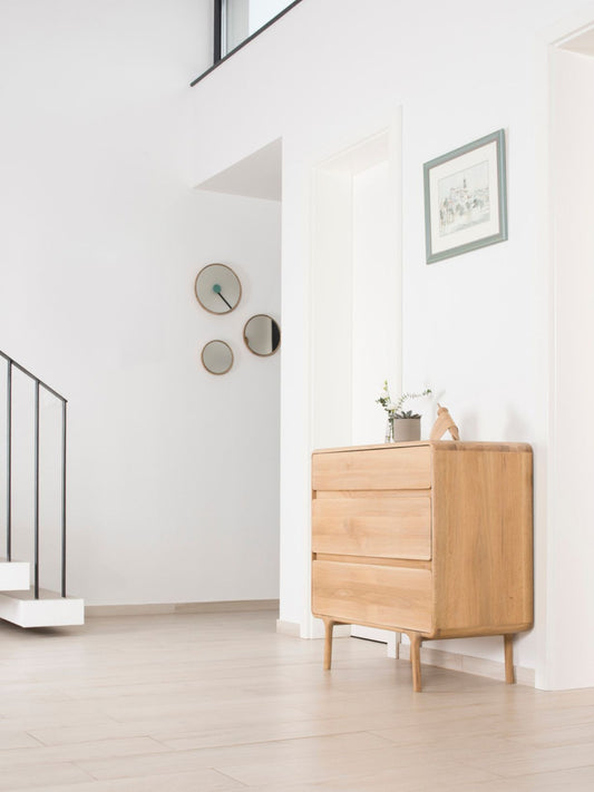 Commode en chêne blanchi huilé 3 tiroirs, Fawn