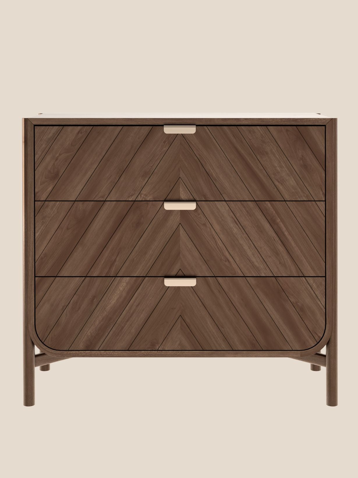 Commode à trois tiroirs en bois naturel, Marius