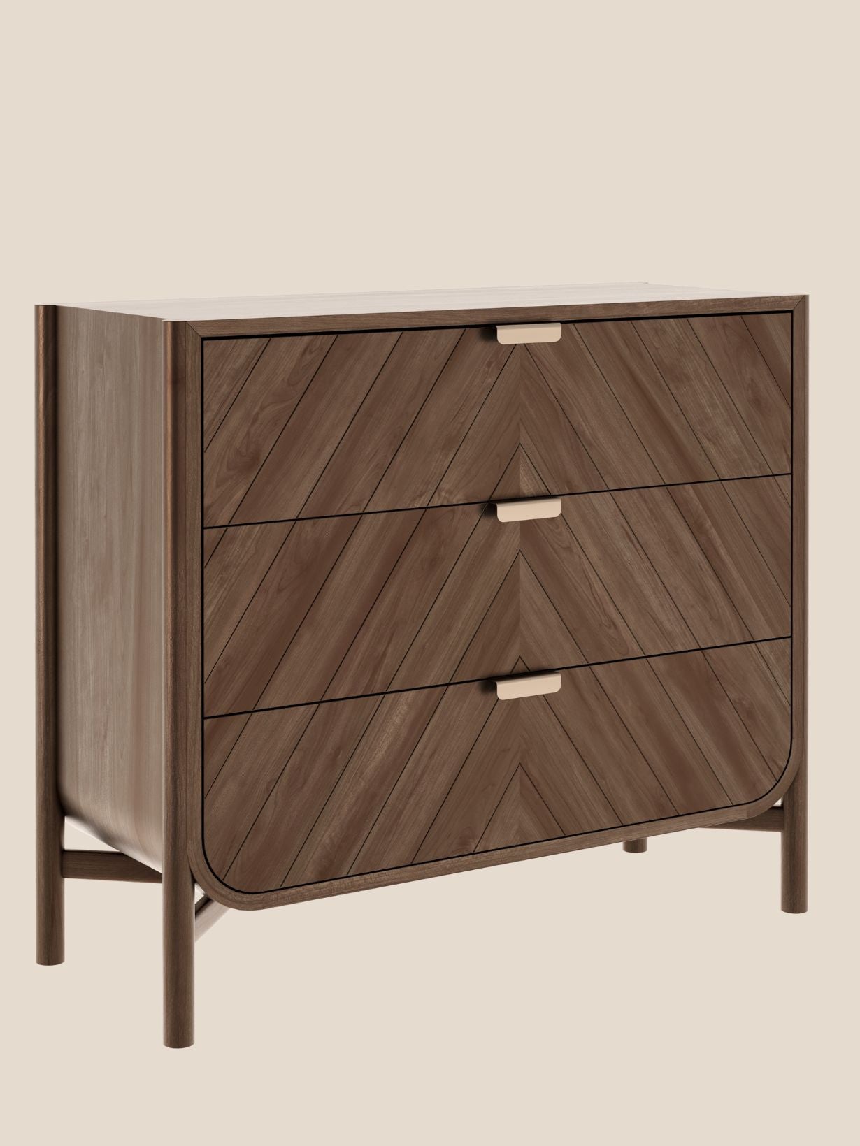 Commode à trois tiroirs en bois naturel, Marius