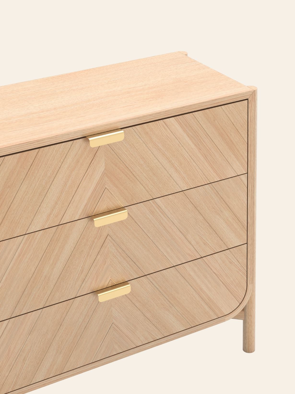 Commode à trois tiroirs en bois naturel, Marius