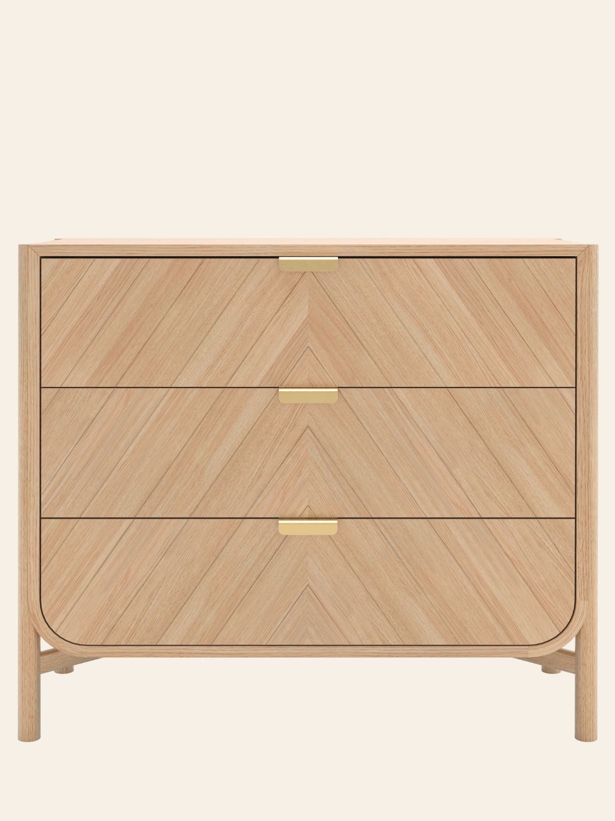 Commode à trois tiroirs en bois naturel, Marius