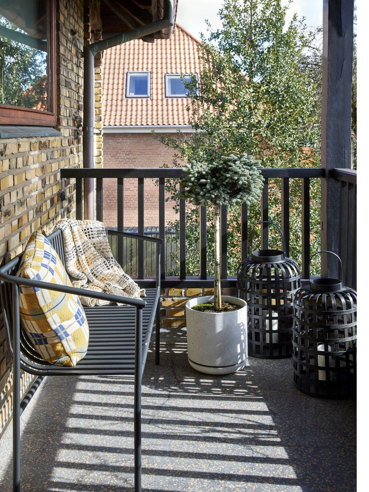 Banc de jardin en métal noir, Villa