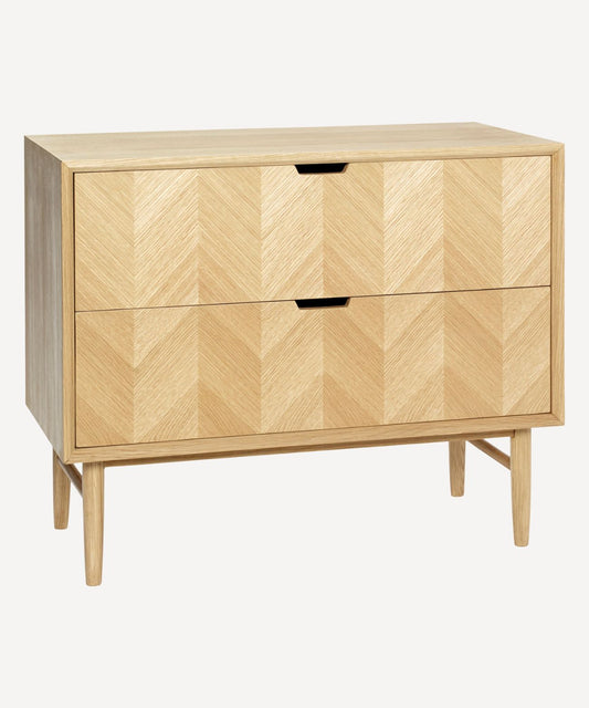 Commode Herringbone à chevrons en bois de chêne Naturel