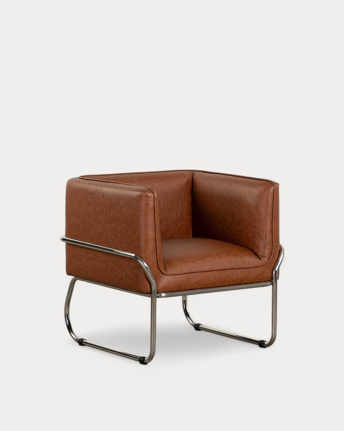 Fauteuil en similicuir et métal Marcellus