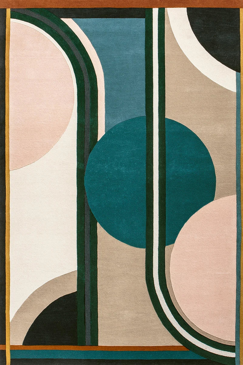 Tapis bleu vert en laine, Sonia