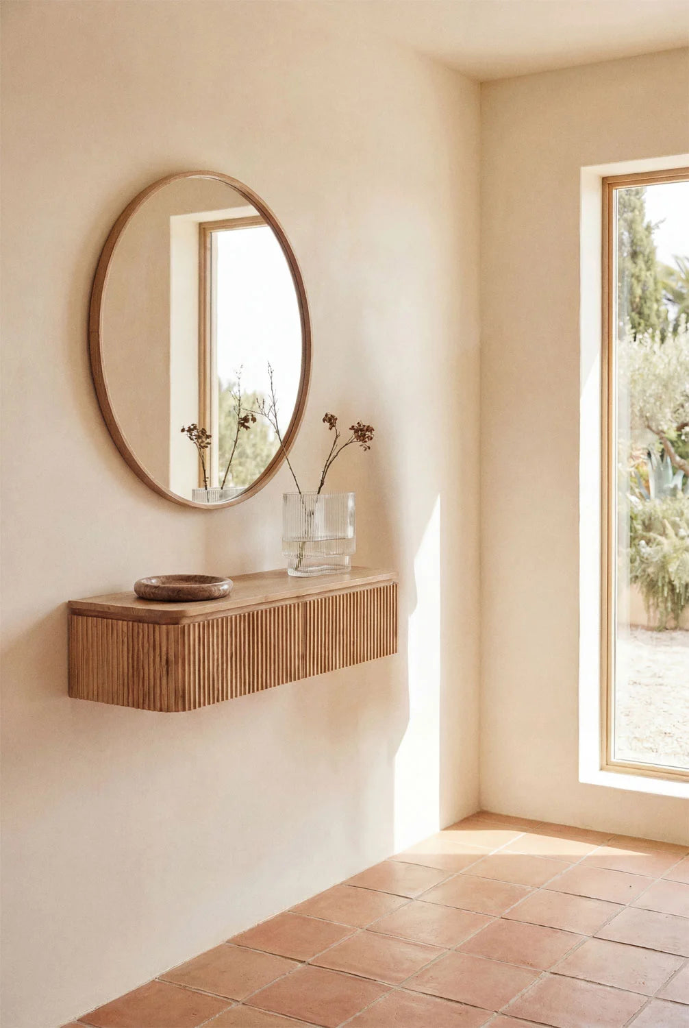 Console d'entrée murale 80x30 cm en bois d'acacia Biljandi