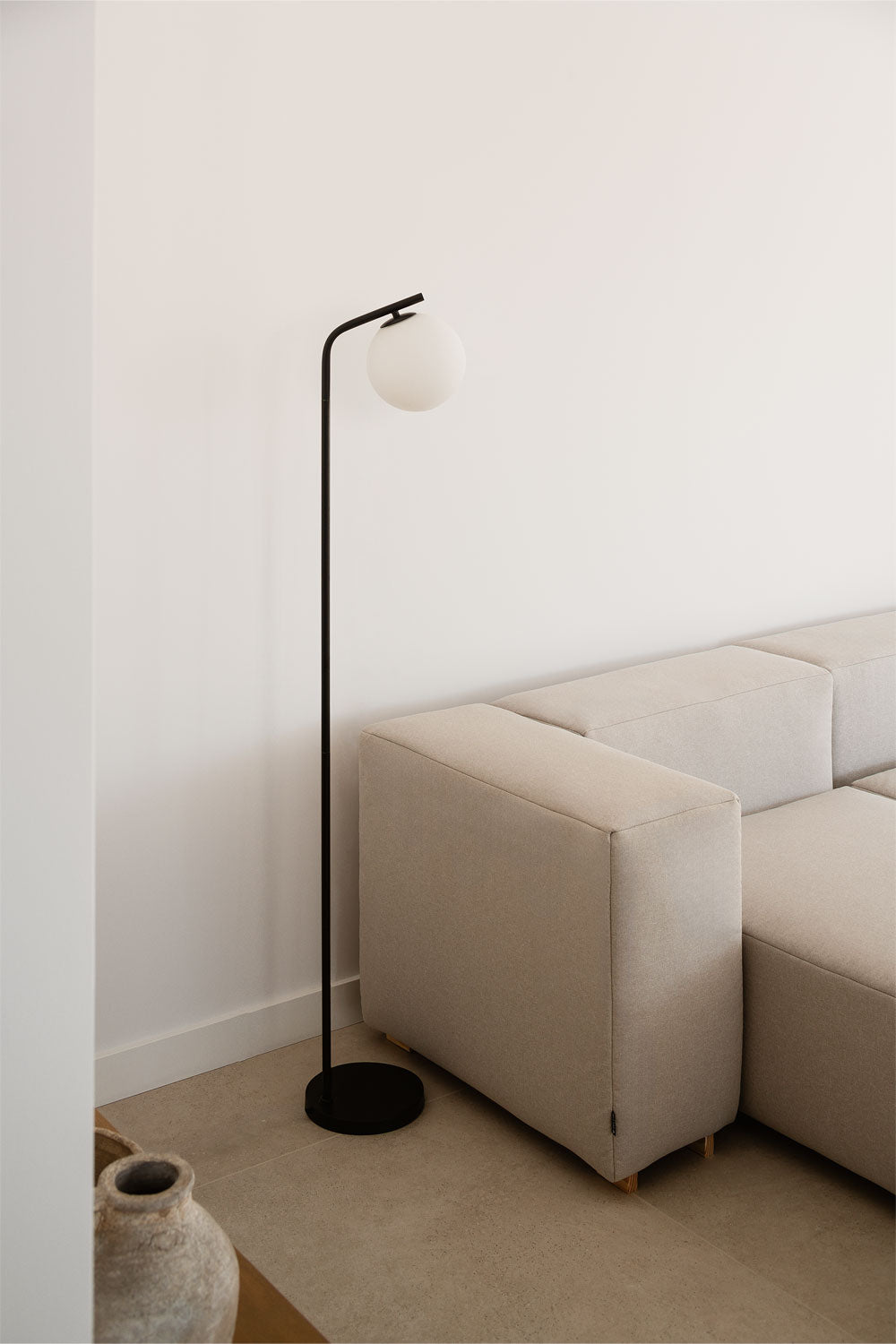 Lampadaire en métal et verre Alligier