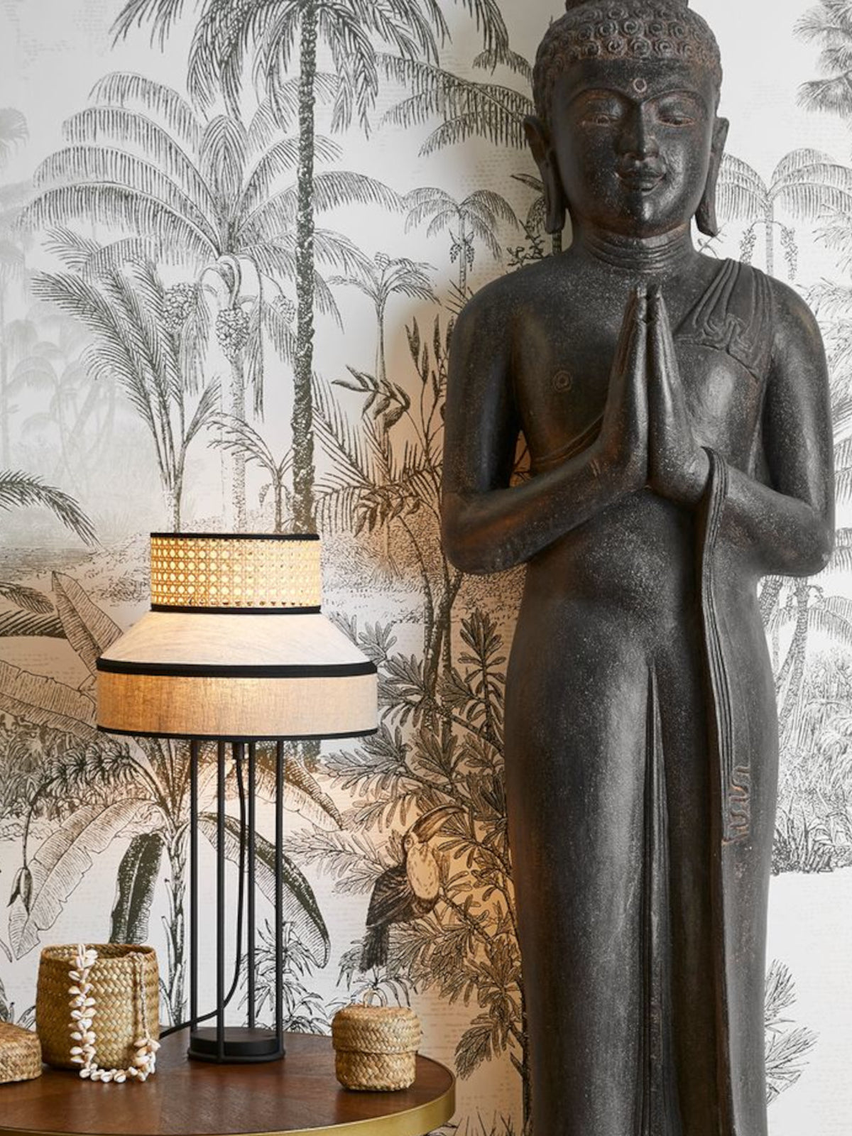 Lampe en métal et textile, Singapour Nude