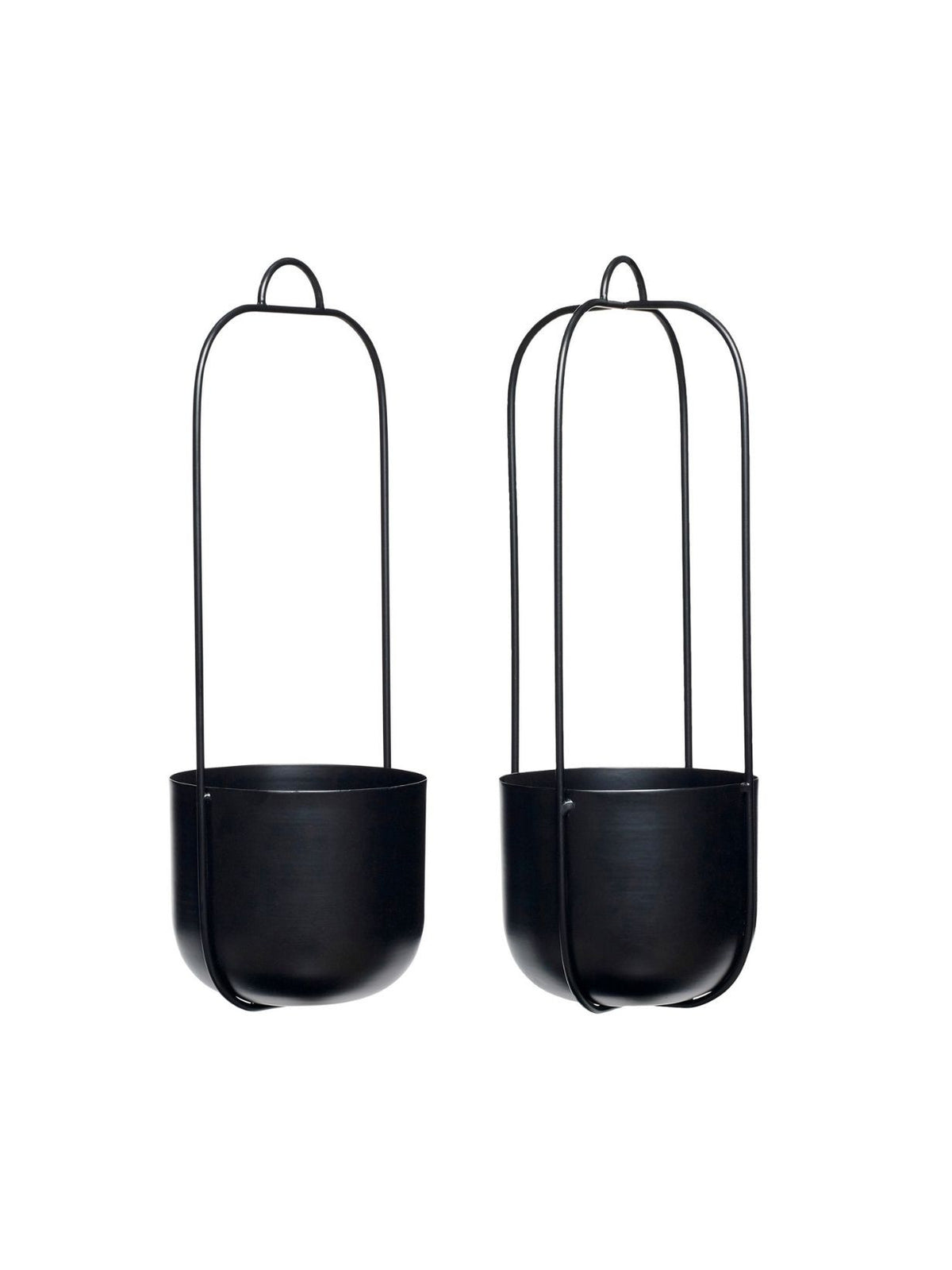 Lot de 2 cache-pots suspendus en métal noir, Bodo
