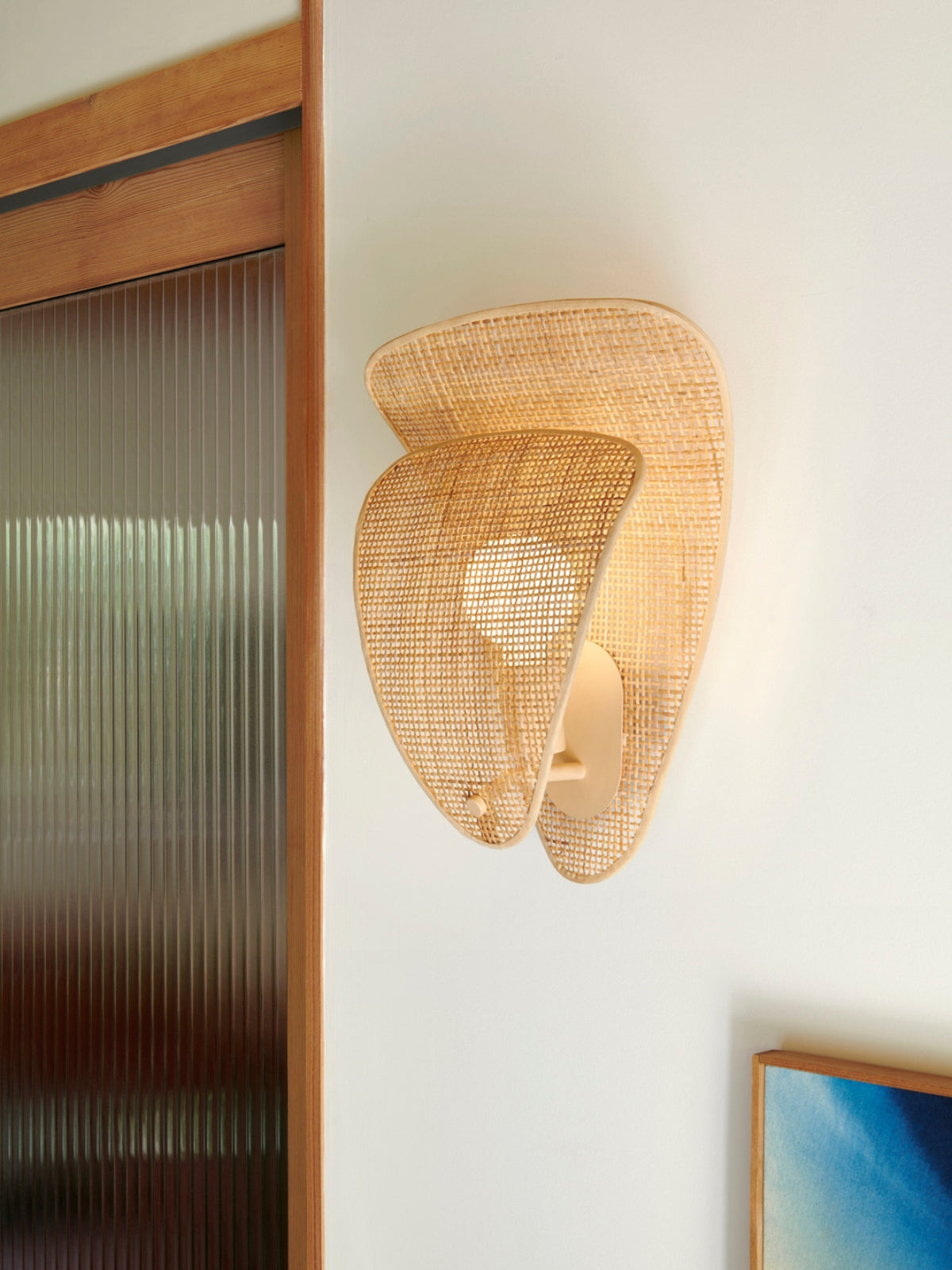 Applique en cannage et tissu naturel, Coquillage