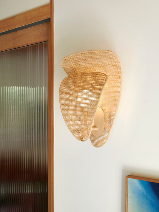 Applique en cannage et tissu naturel, Coquillage