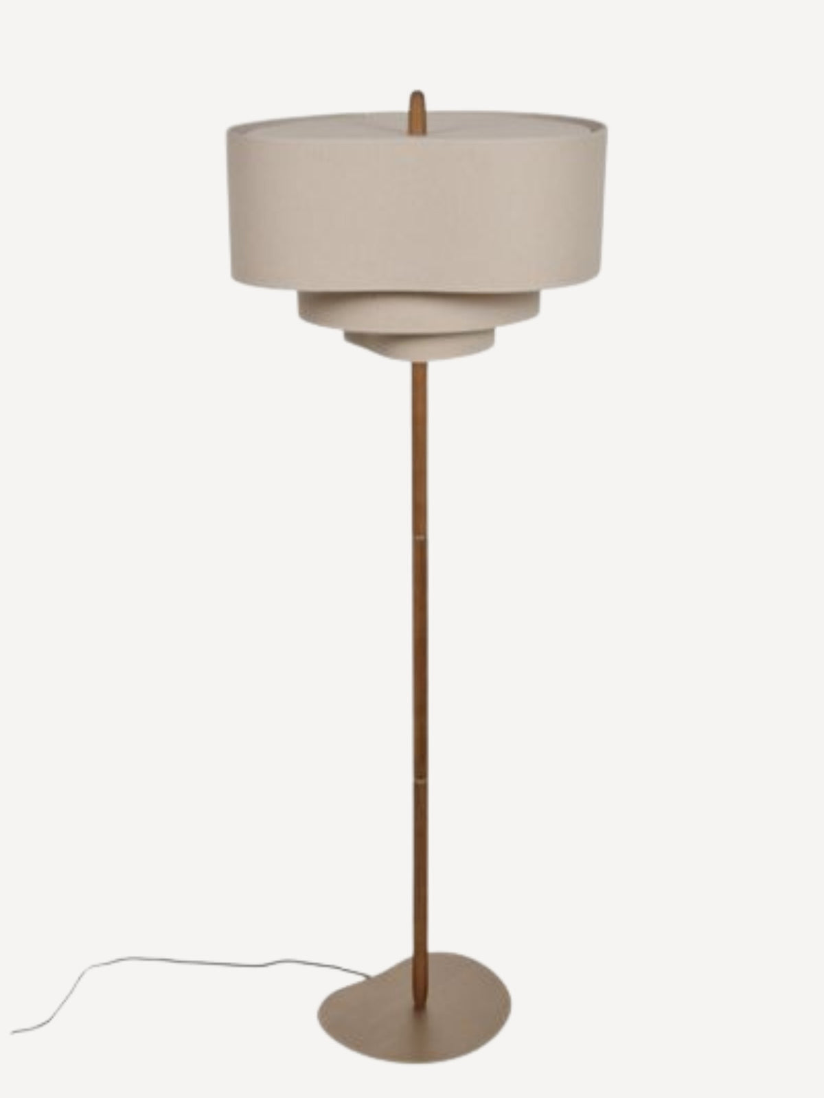 Lampadaire en bois et tissu crème, Pebble