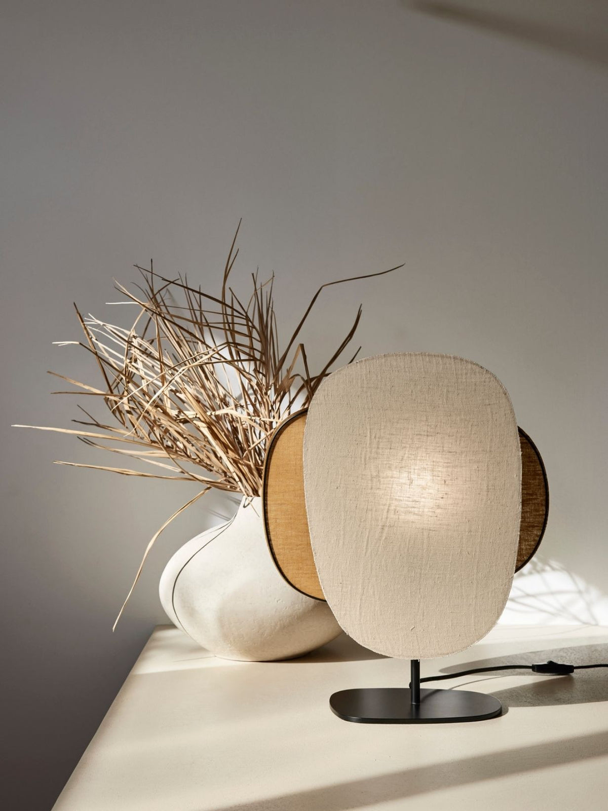 Lampe à poser en lin deux écrans, Screen 70's 1L