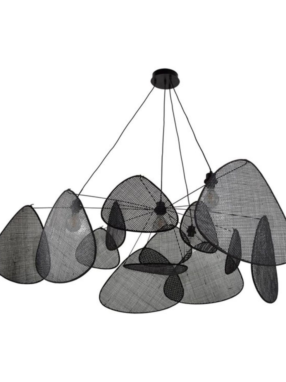Suspension en cannage noir 4 lumières, Screen XXL