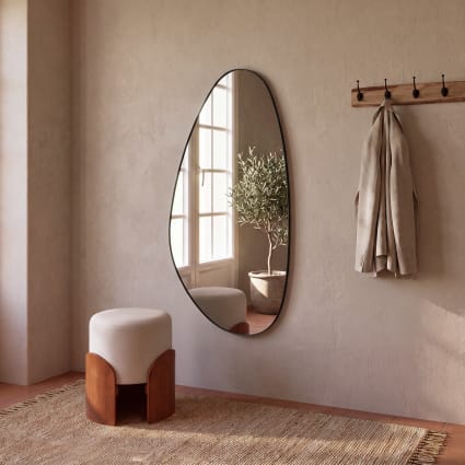Lisana - Miroir organique en acier noir, 70x140 cm