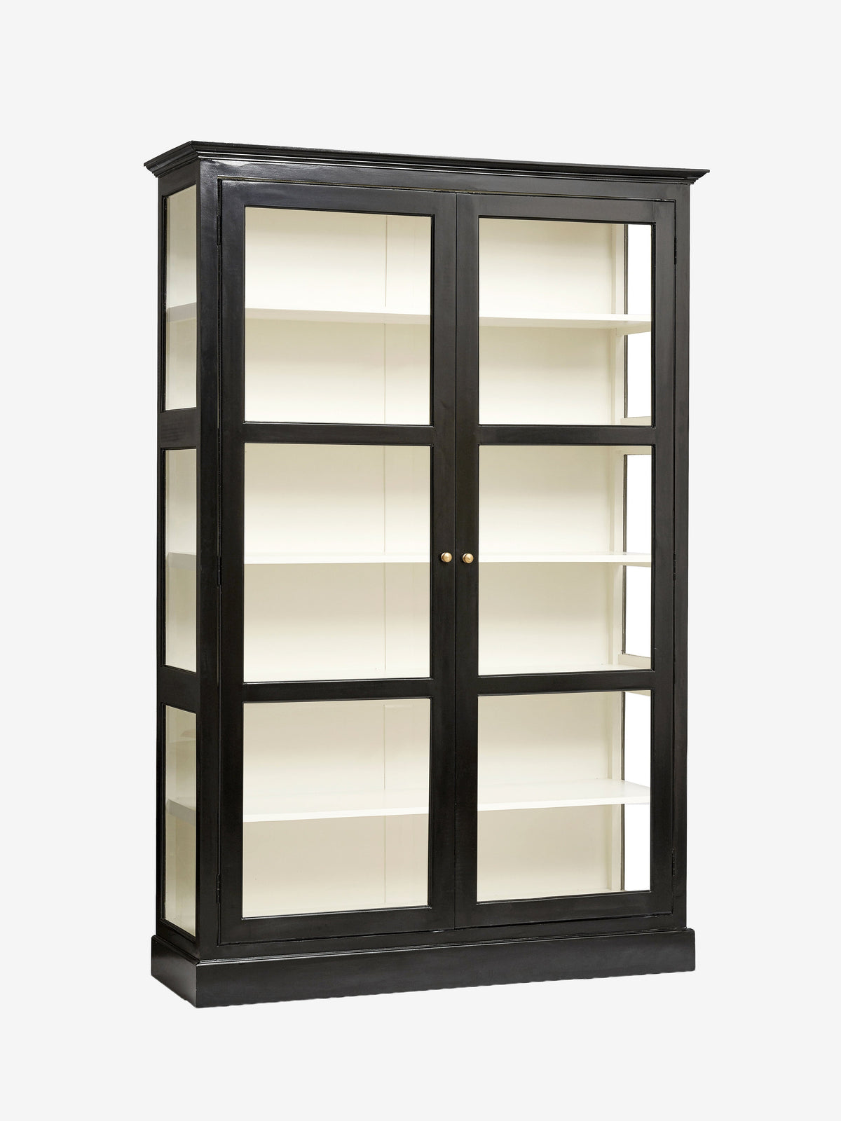 Armoire vitrine en acajou et manguier laqué noir, Classic