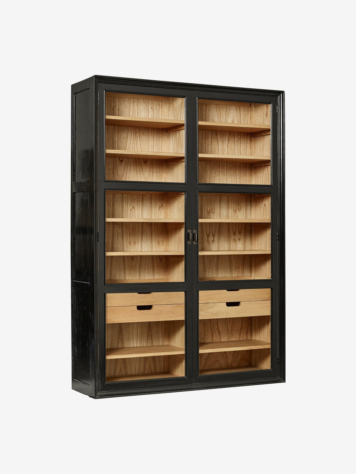 Armoire vitrine en bois laqué noir, Viva