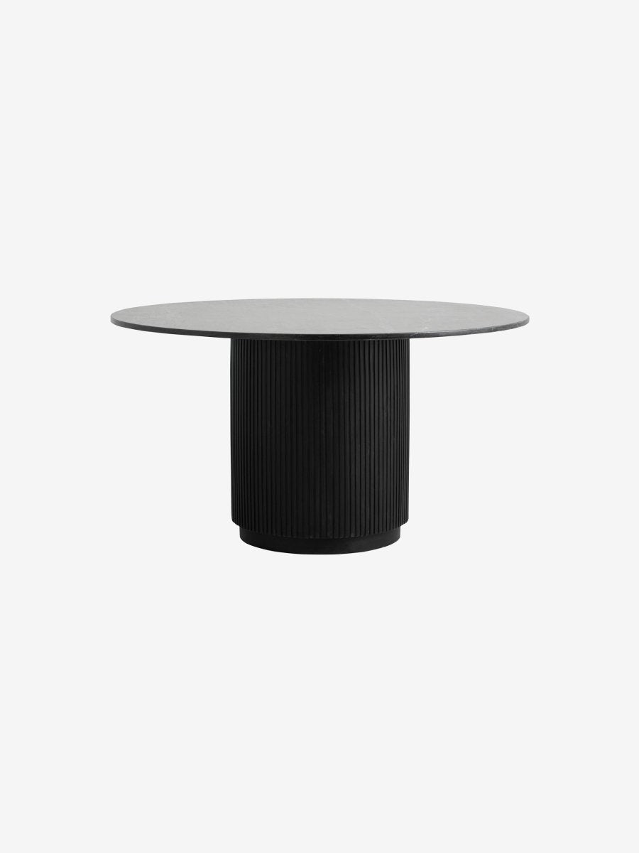 Table à manger ronde en marbre et bois de manguier, Erie