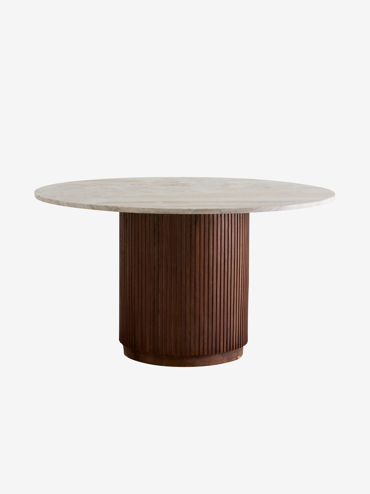 Table à manger ronde en marbre et bois de manguier, Erie