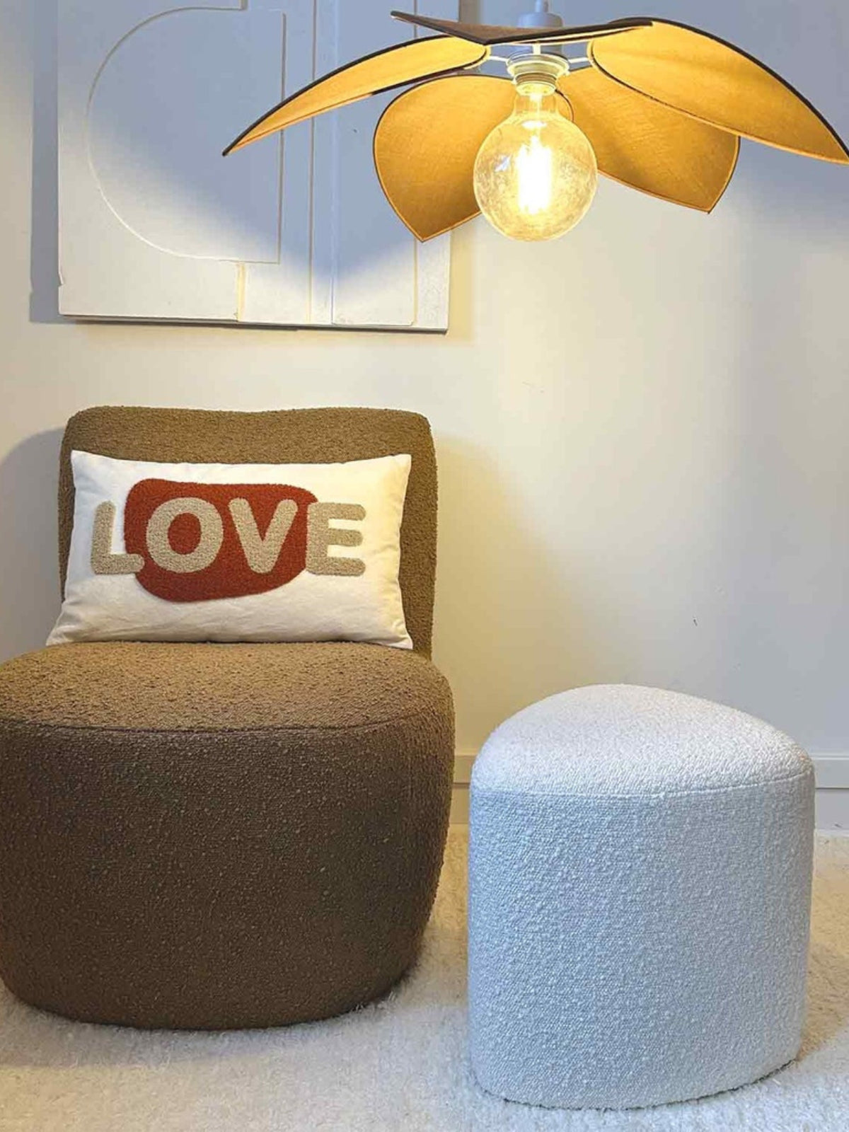 Pouf en tissu bouclette, Eve