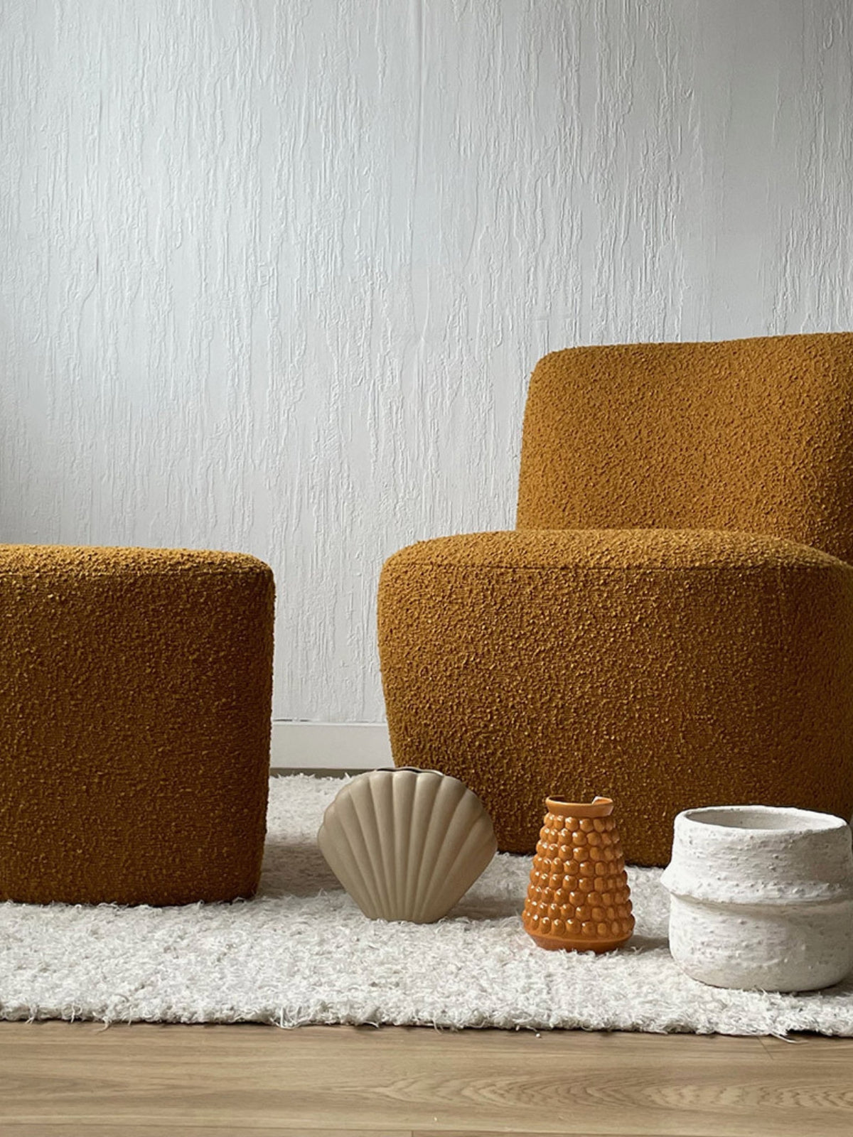 Pouf en tissu bouclette, Eve