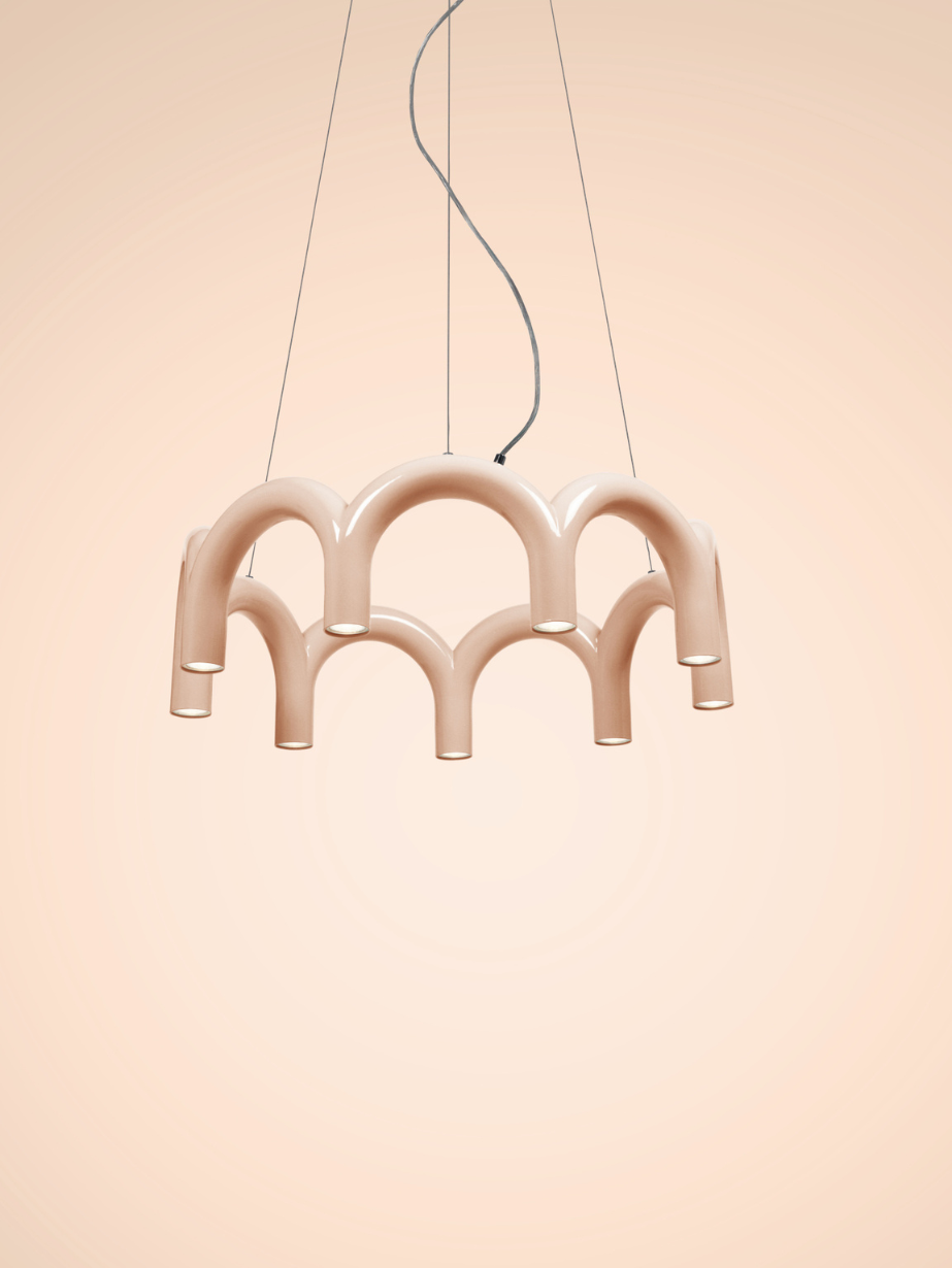 Suspension 9 piliers lumineux, Arche Cercle