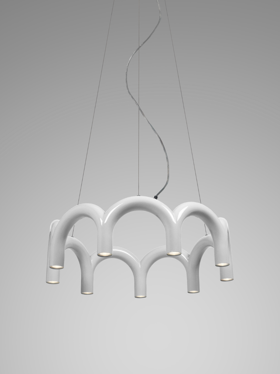 Suspension 9 piliers lumineux, Arche Cercle