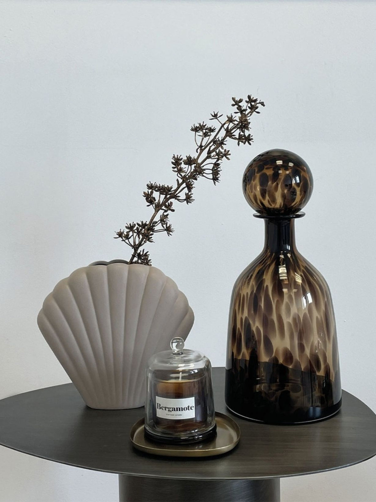 Vase en céramique coquillage, Coki gris H18cm