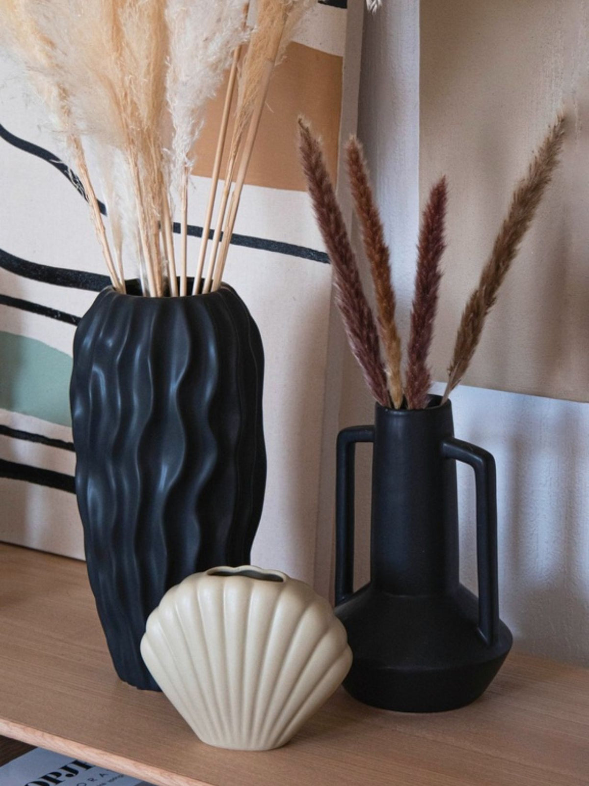 Vase en céramique coquillage, Coki gris H18cm