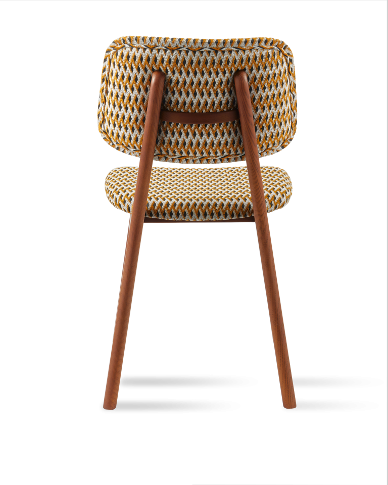 Chaise en frêne et tissu ocre, Geo Happy Days