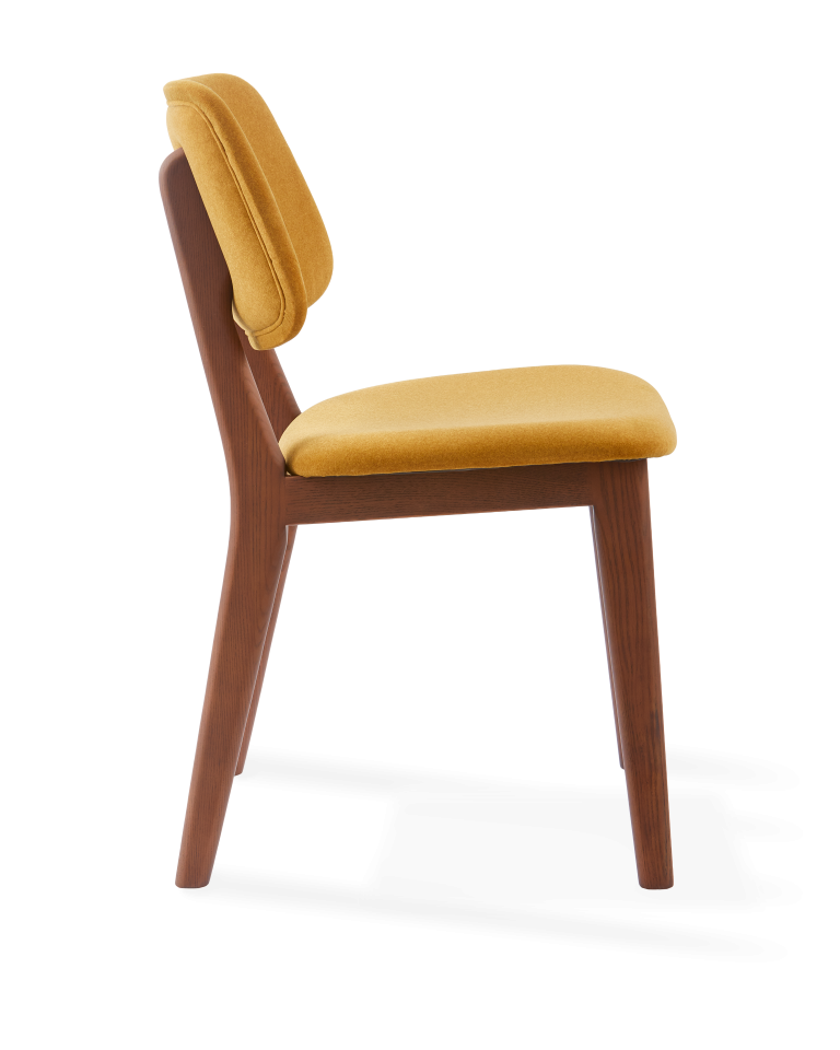 Chaise en frêne et tissu jaune, Soft Happy Days
