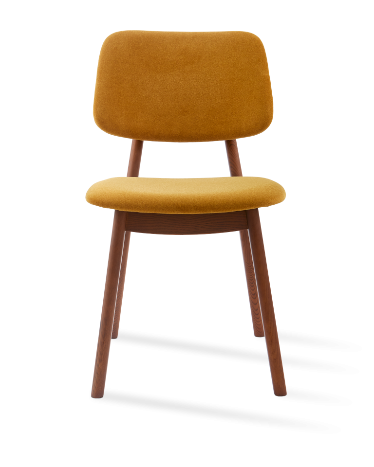 Chaise en frêne et tissu jaune, Soft Happy Days