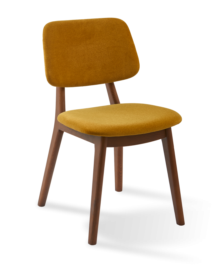 Chaise en frêne et tissu jaune, Soft Happy Days