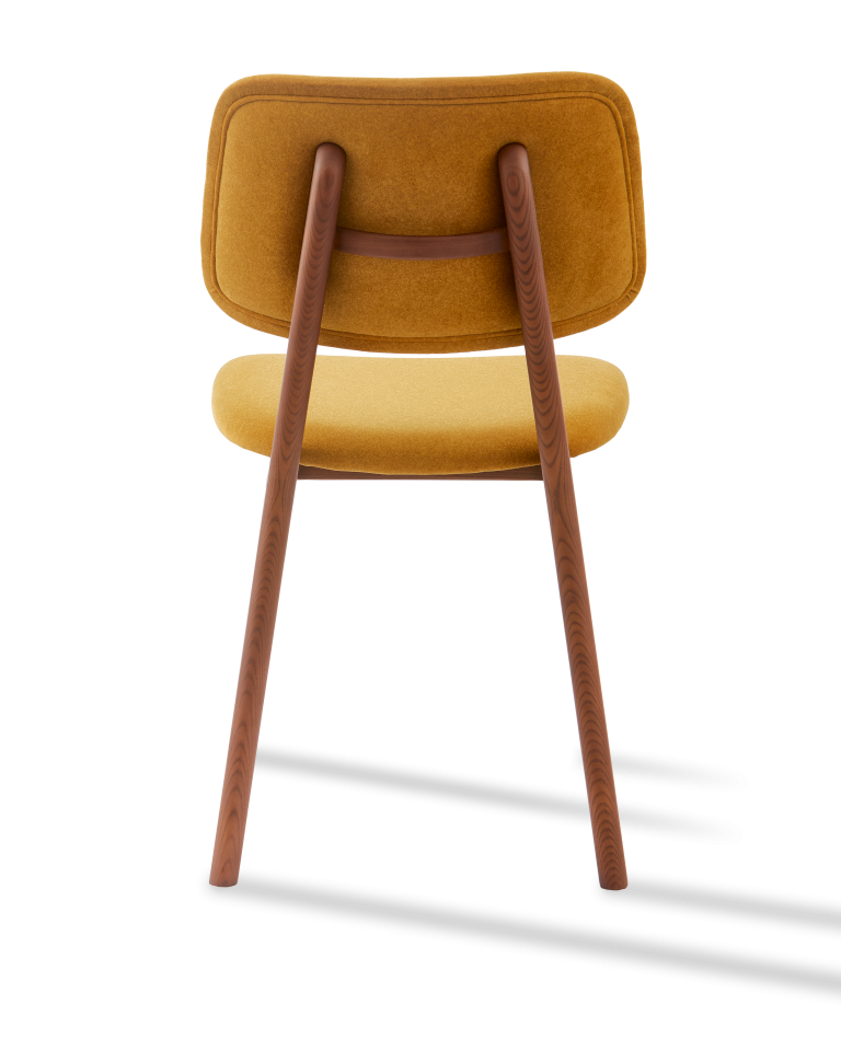 Chaise en frêne et tissu jaune, Soft Happy Days